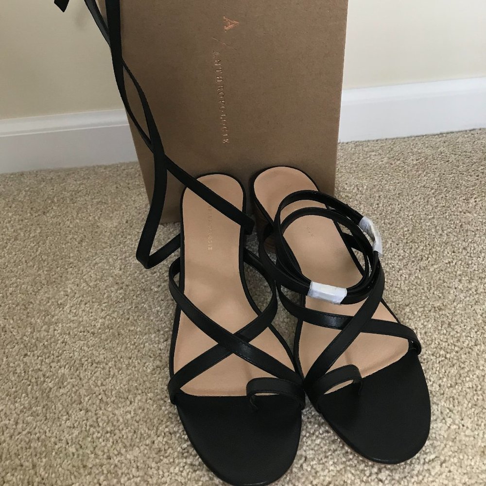 NWT Anthropologie Black Lace Up Sandals 10 US